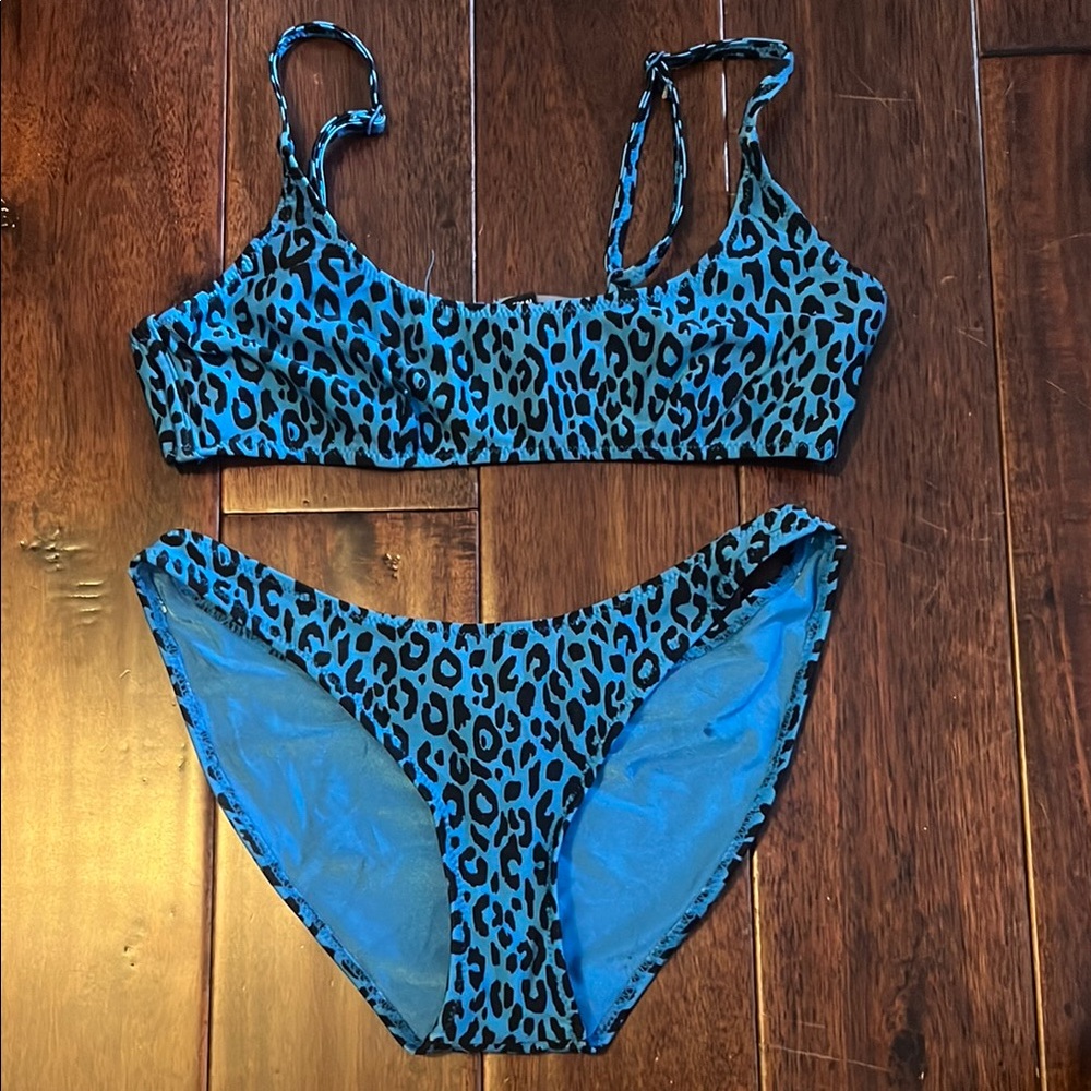 TRIANGL Blue Leopard Print Bikini Set